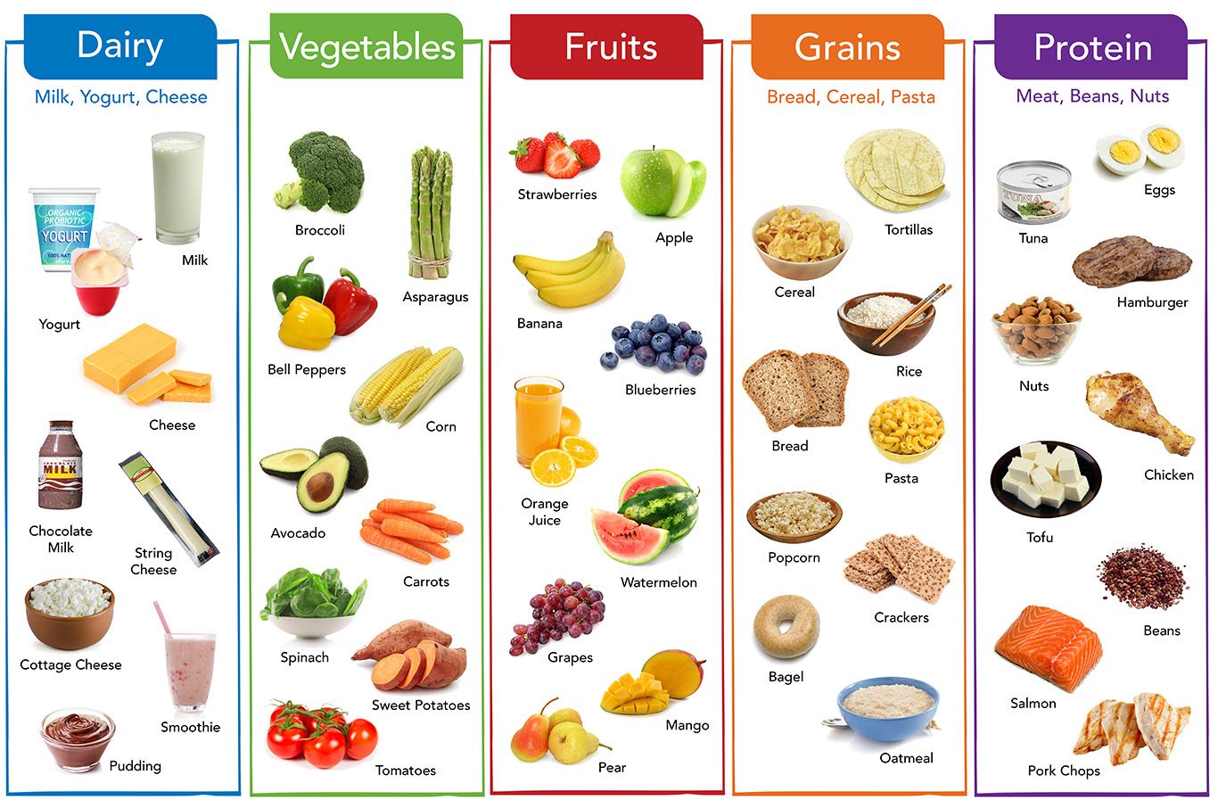 Five Food Groups With Examples